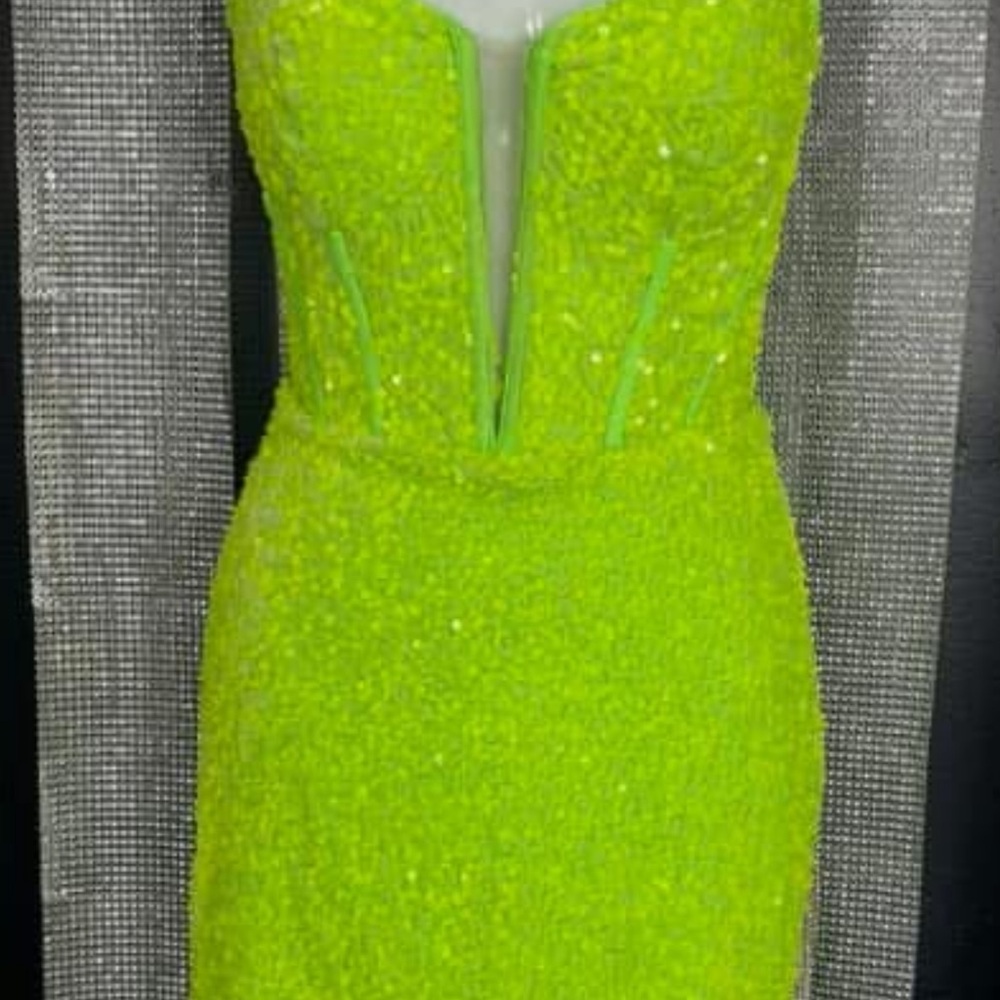 Lime Green Strapless Dress homecoming dress